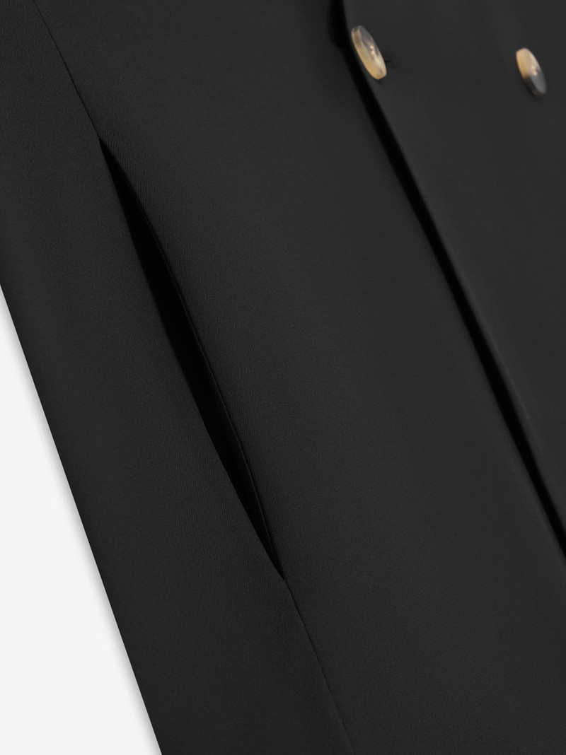 Silk Wool Double Breasted Lapelless Blazer 3