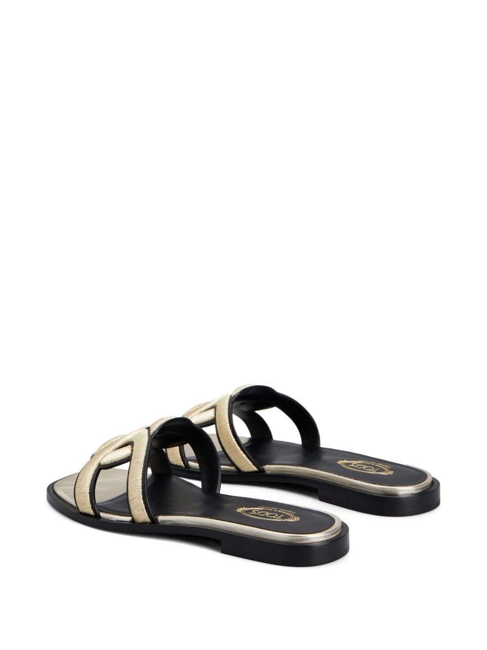 embroidered-stap flat sandals - 5