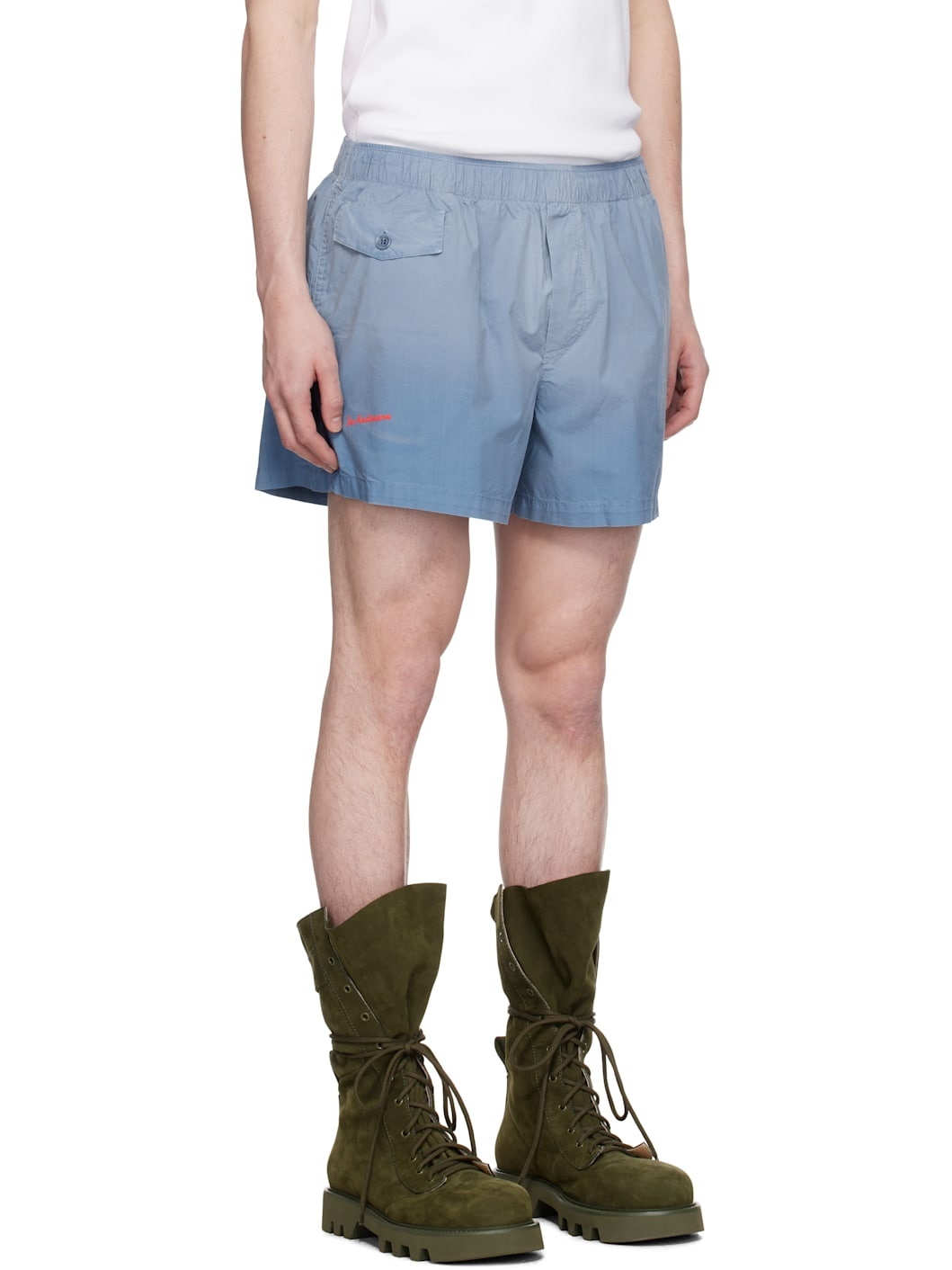 Blue Logo Print Shorts - 2