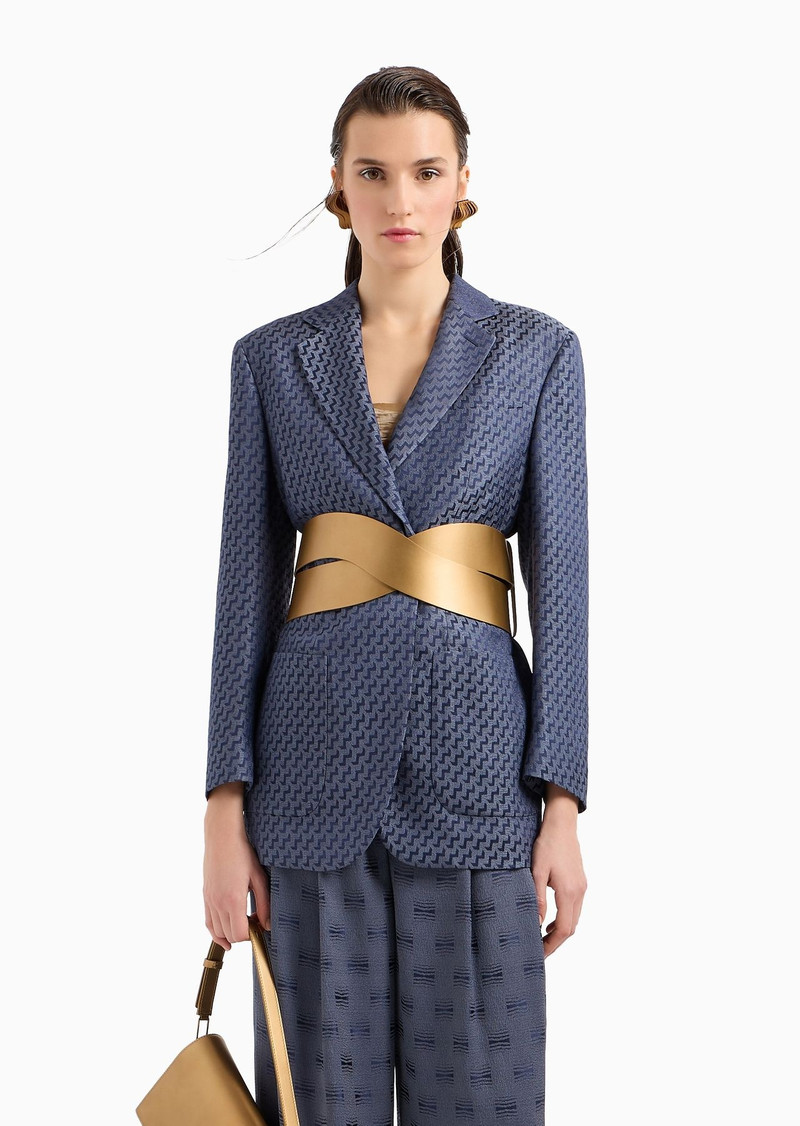 High-waisted lamé-leather belt 3