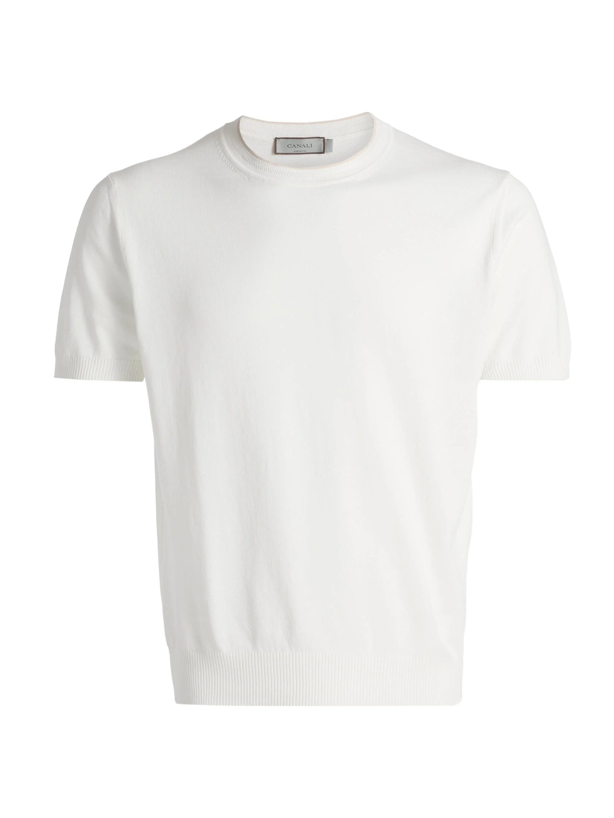 Men's Contrast Tipped Knit Crewneck T-Shirt - White - 1