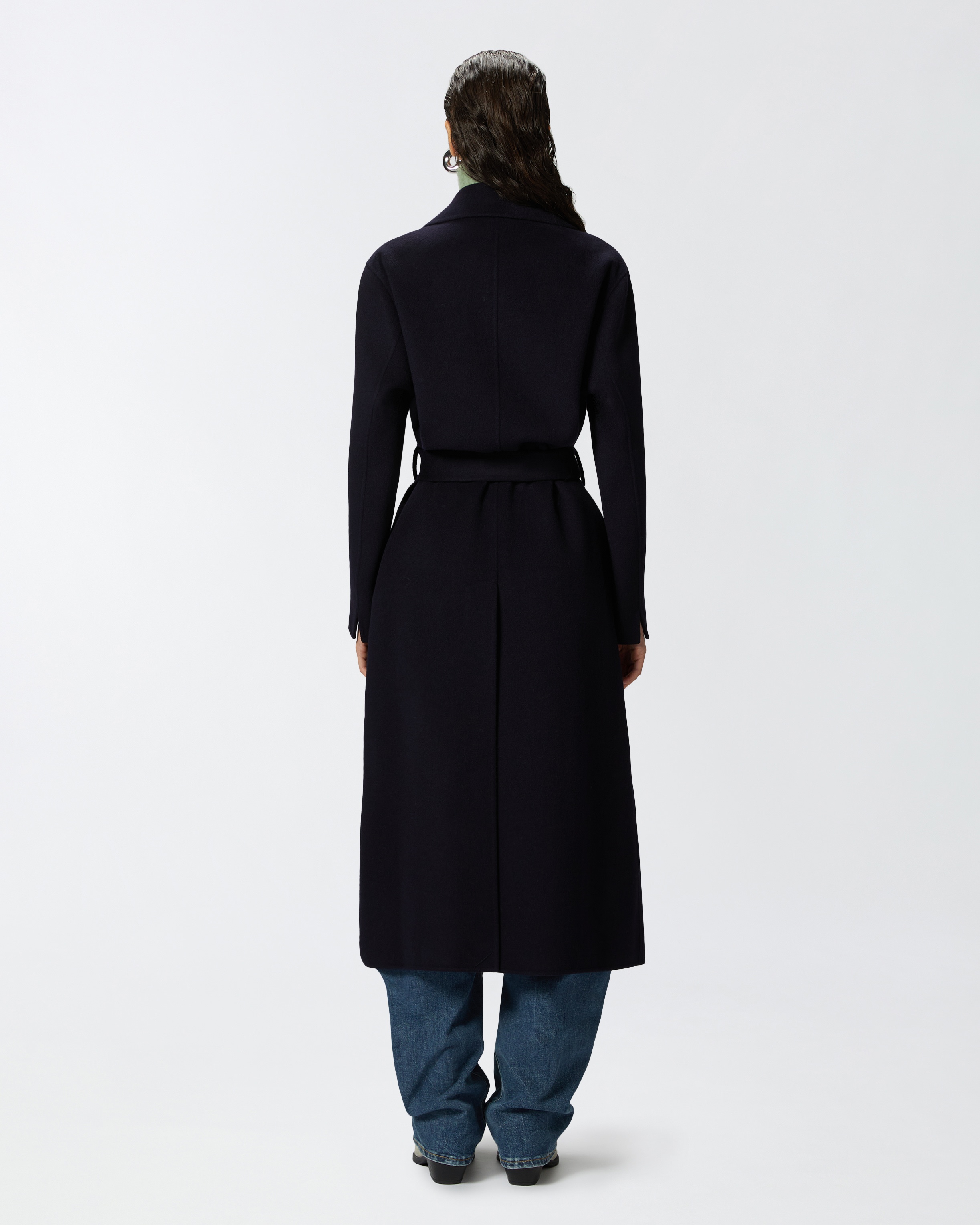 LONG DOUBLE-LAYERED CLOTH COAT WITH BELT - 4