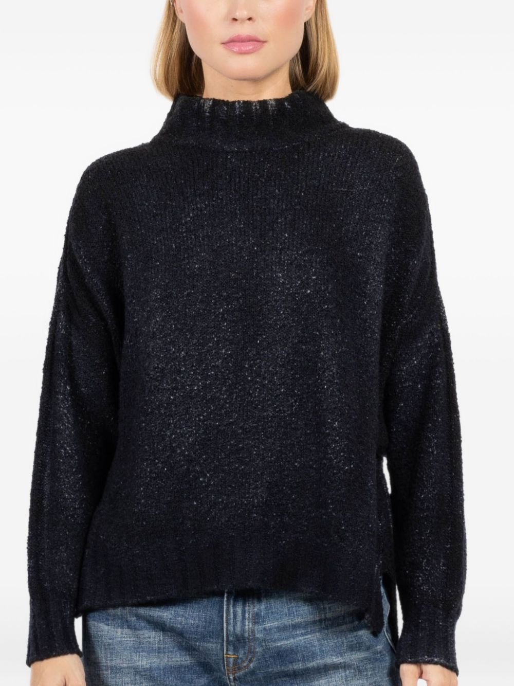 mock-neck sparkle knit sweater - 5