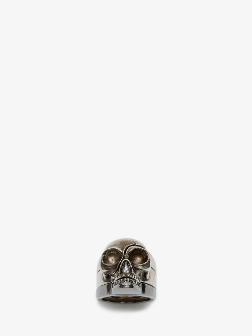 Divided Skull Ring in Antique Silver - 3