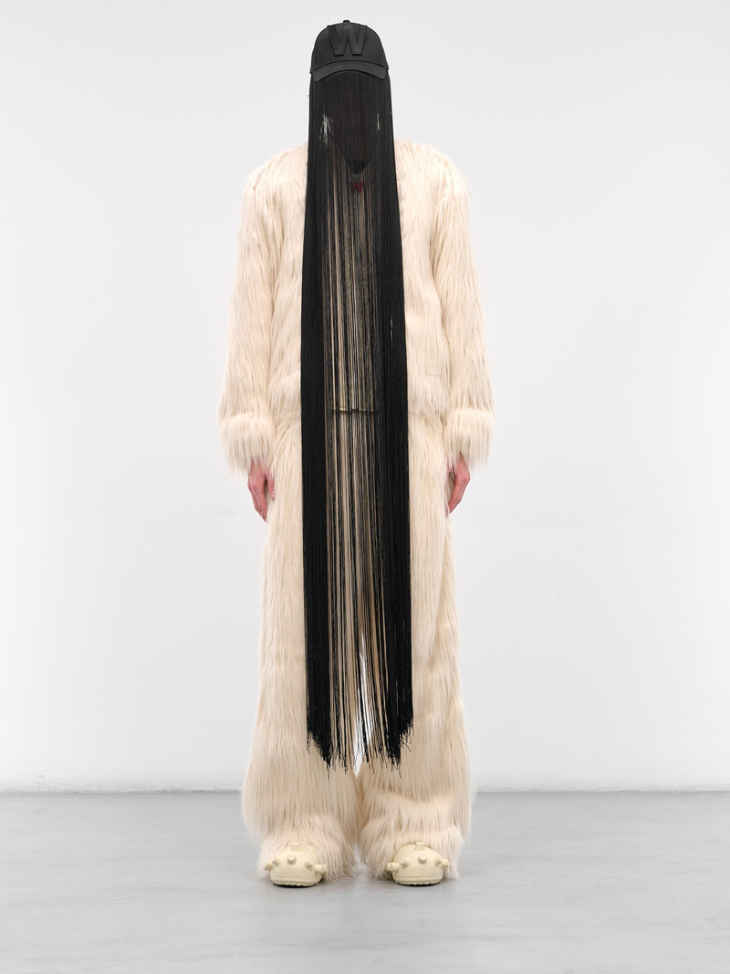 Walter Van Beirendonck White Basic Fur Baggy Trousers outlook