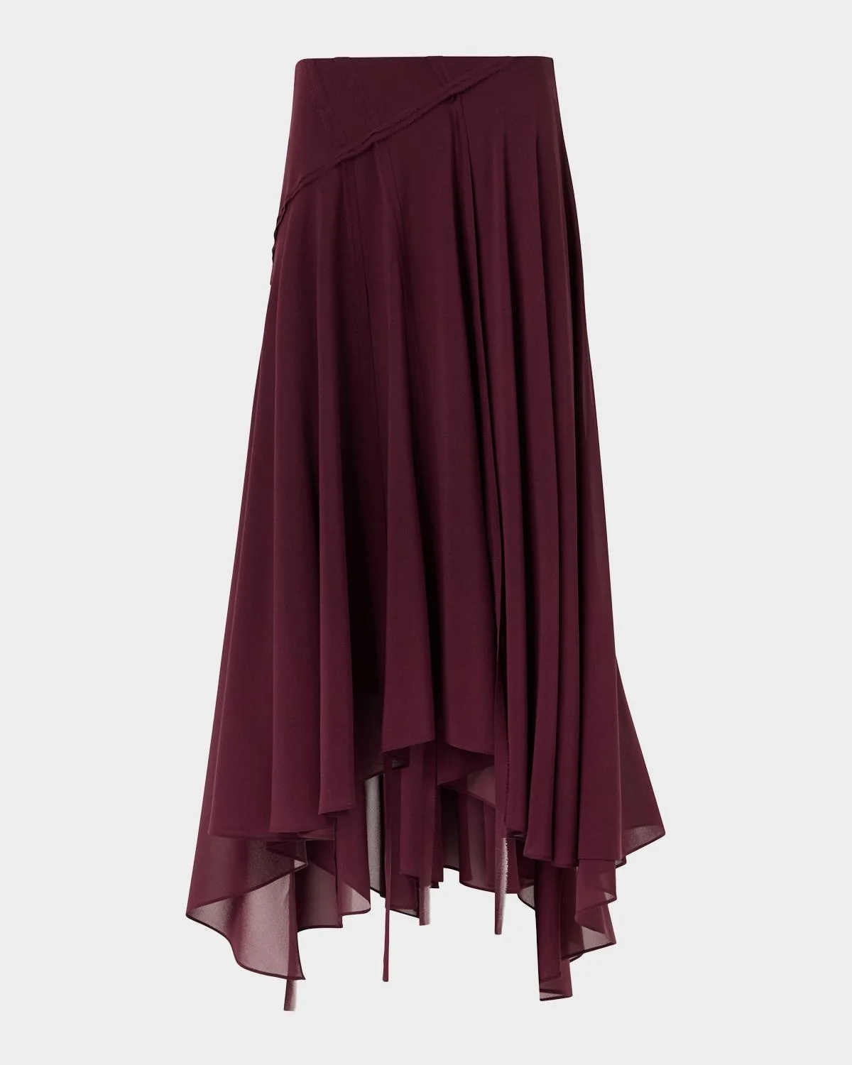 Asymmetric Silk Georgette Midi Skirt - 1