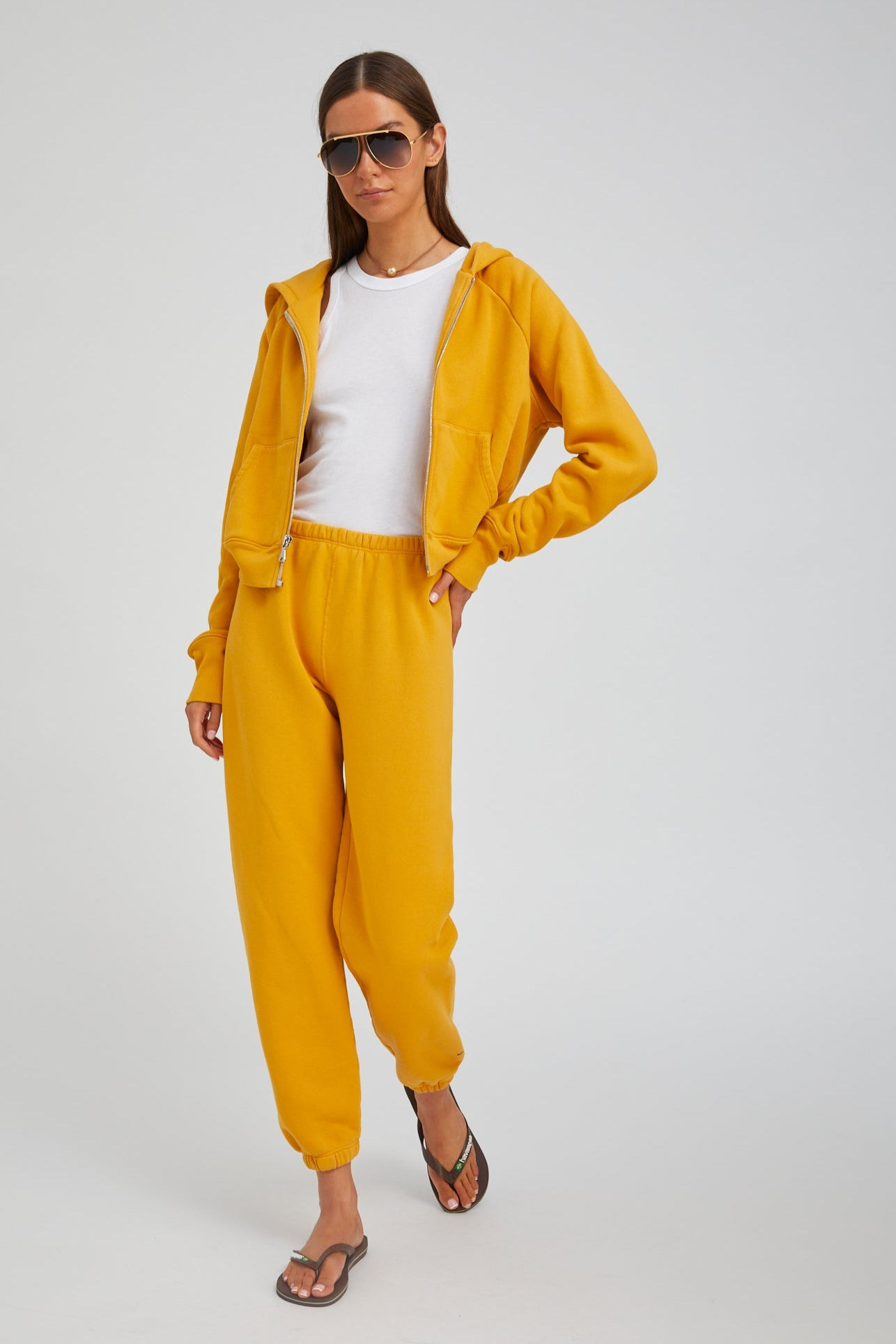 MUSTARD COTTON MINI LOGO SWEATPANTS - 2