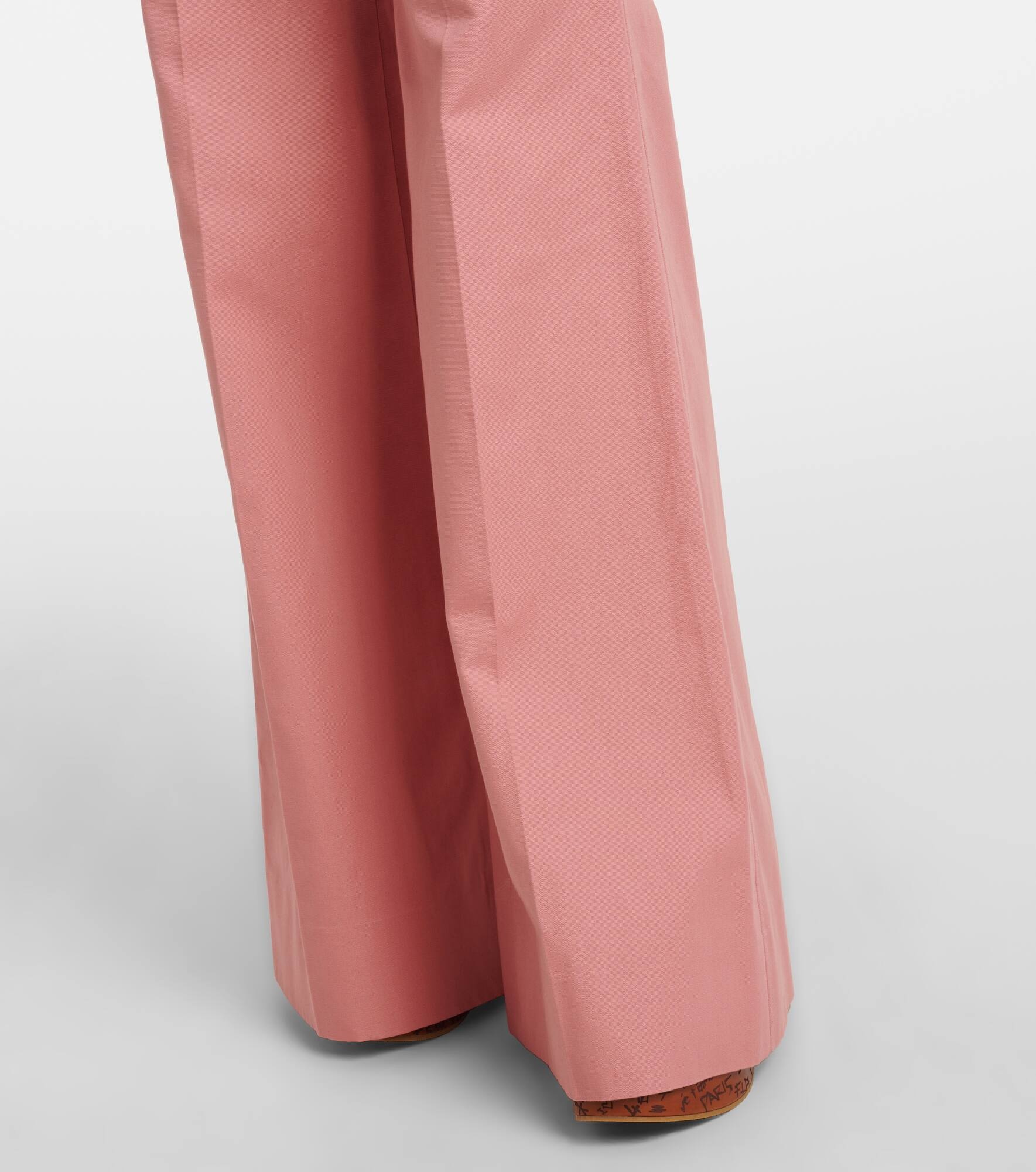 Pleated high-rise cotton flared pants - 5