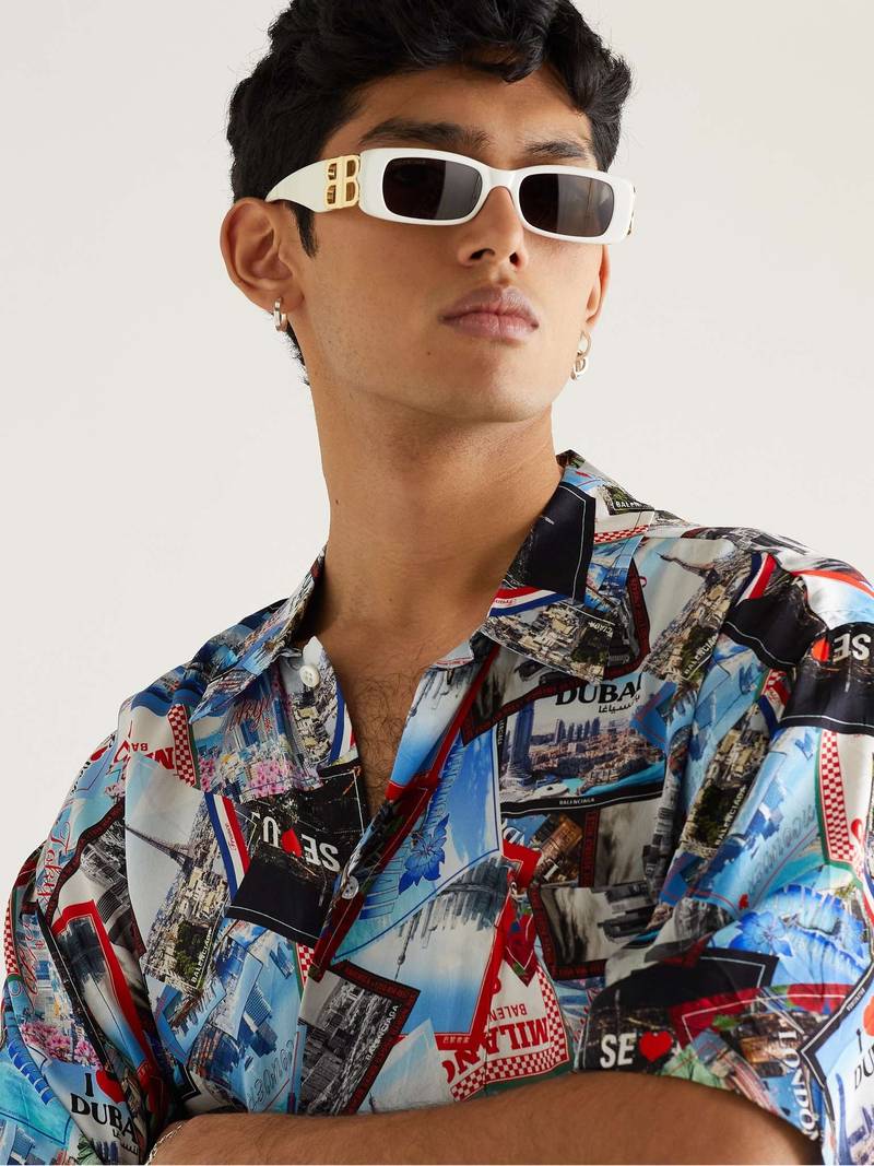 BALENCIAGA Rectangular-Frame Tortoiseshell Acetate Sunglasses outlook