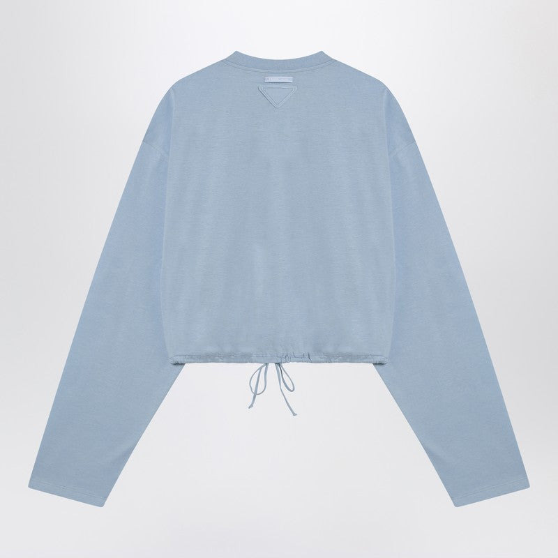 Prada Light Blue Sweater With Elastic Hem Women - 2