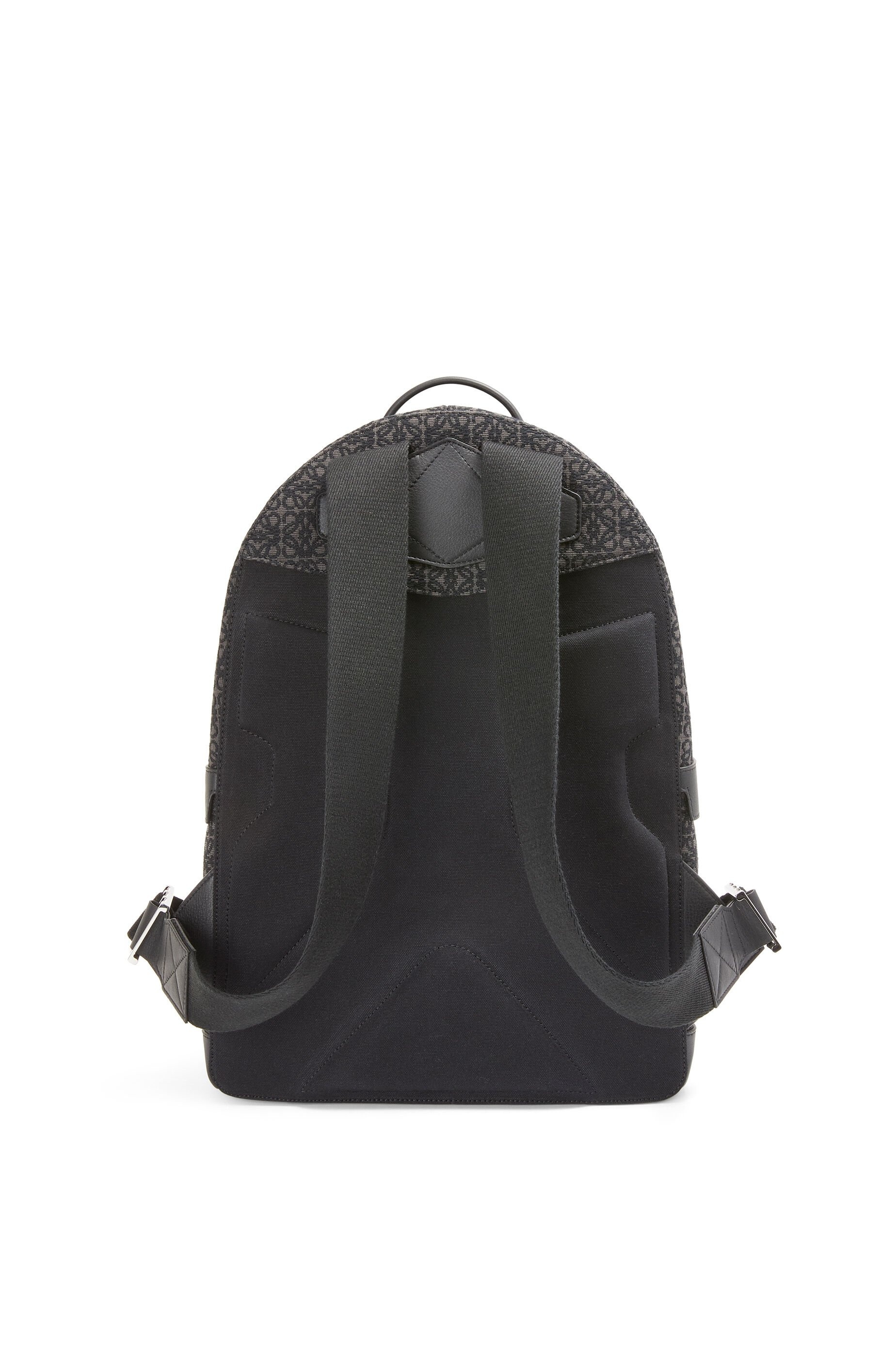Round backpack in Anagram jacquard and calfskin - 4