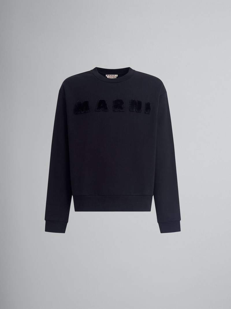 BLACK ORGANIC COTTON SWEATSHIRT WITH MARNI LOGO 1