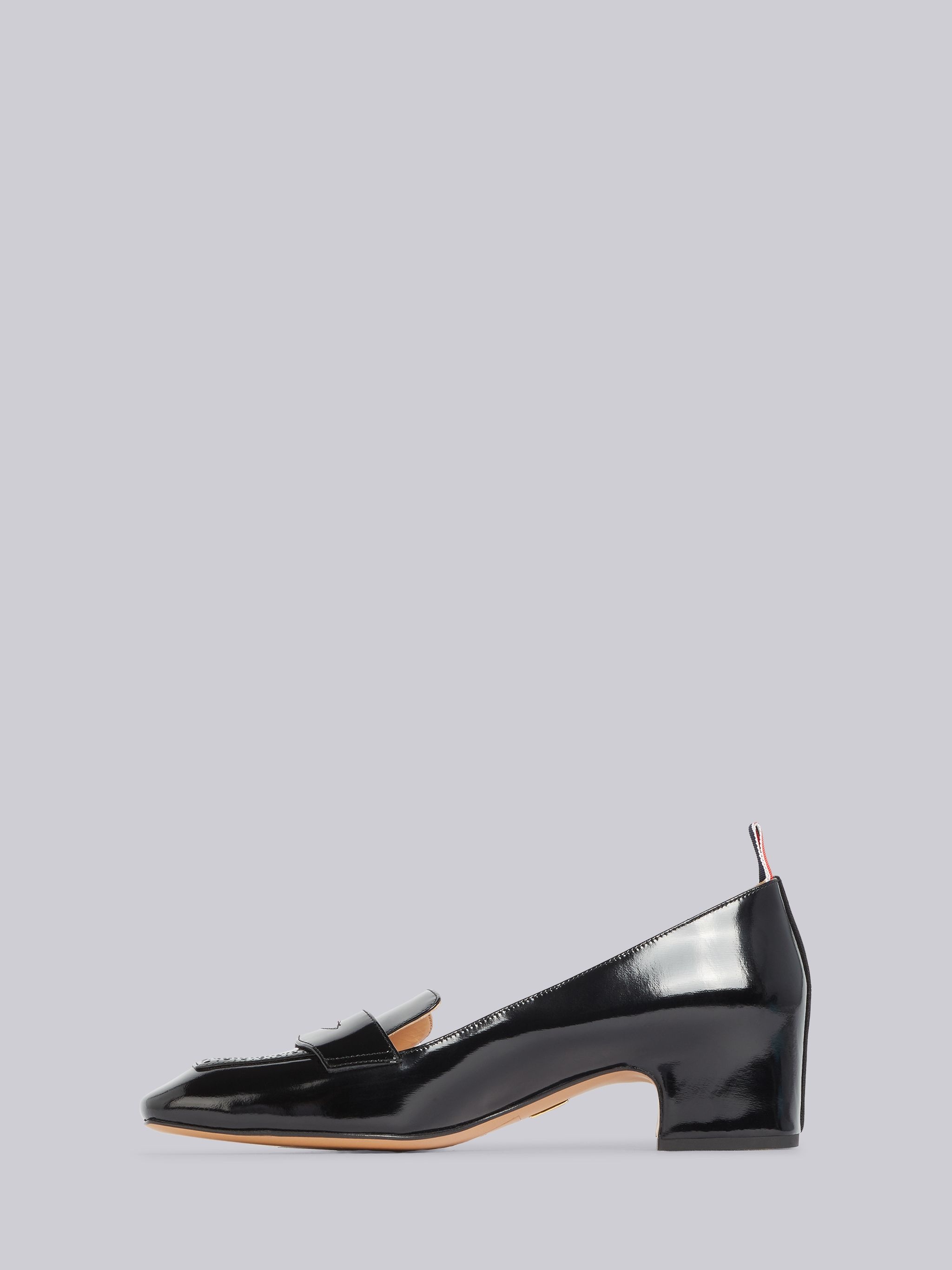 Black Calfskin Penny Loafer Block Heel - 3