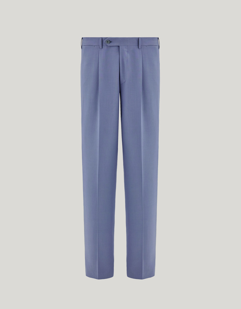 IMPECCABILE LIGHT BLUE REGULAR FIT WOOL PANTS 1