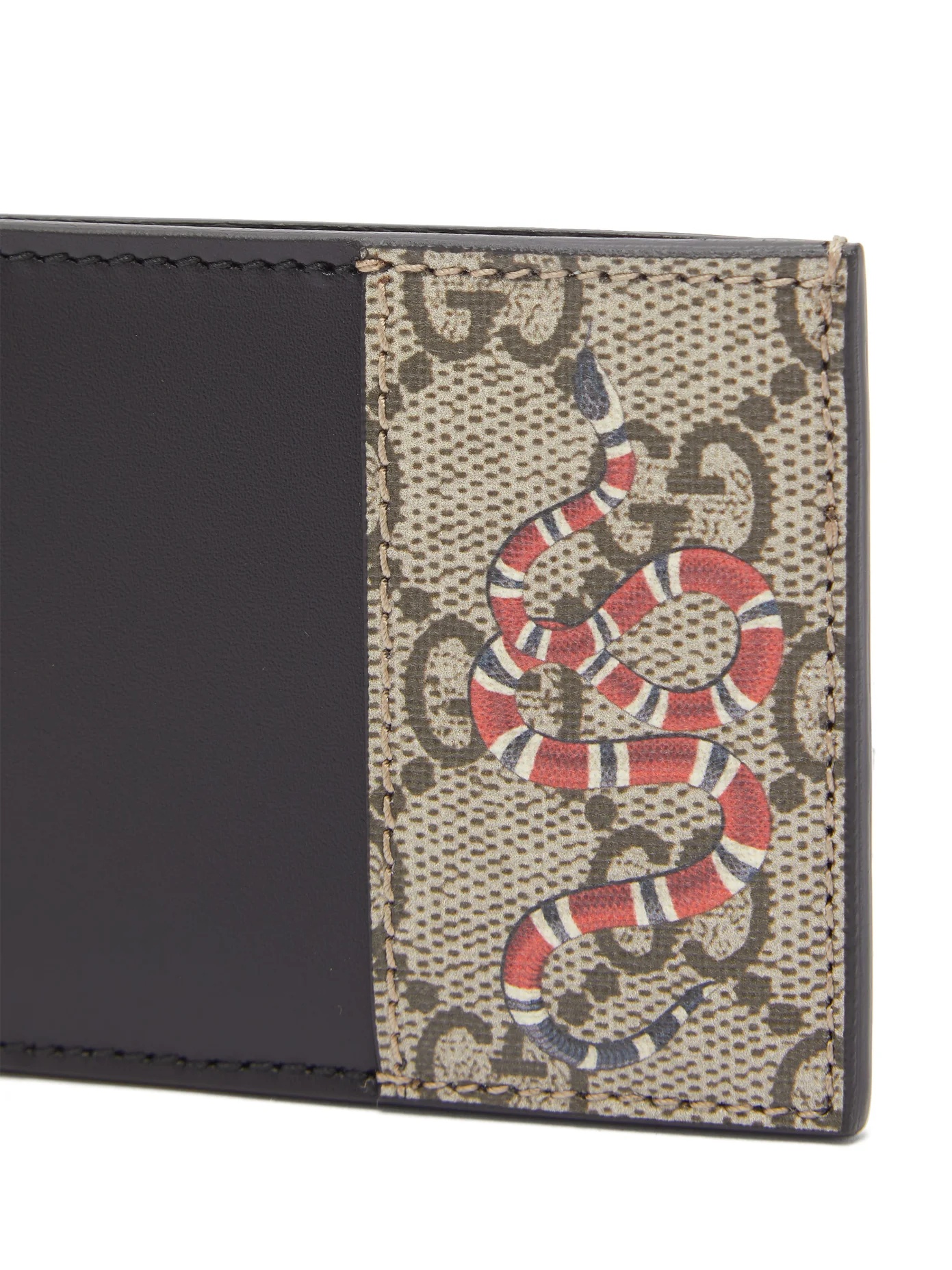 Snake-print GG Supreme coated canvas cardholder - 5