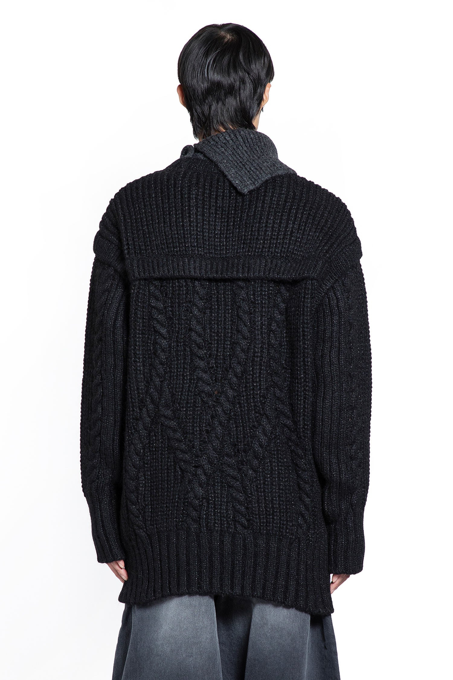 Contrast High-neck Chunky Knit Jumper - 3