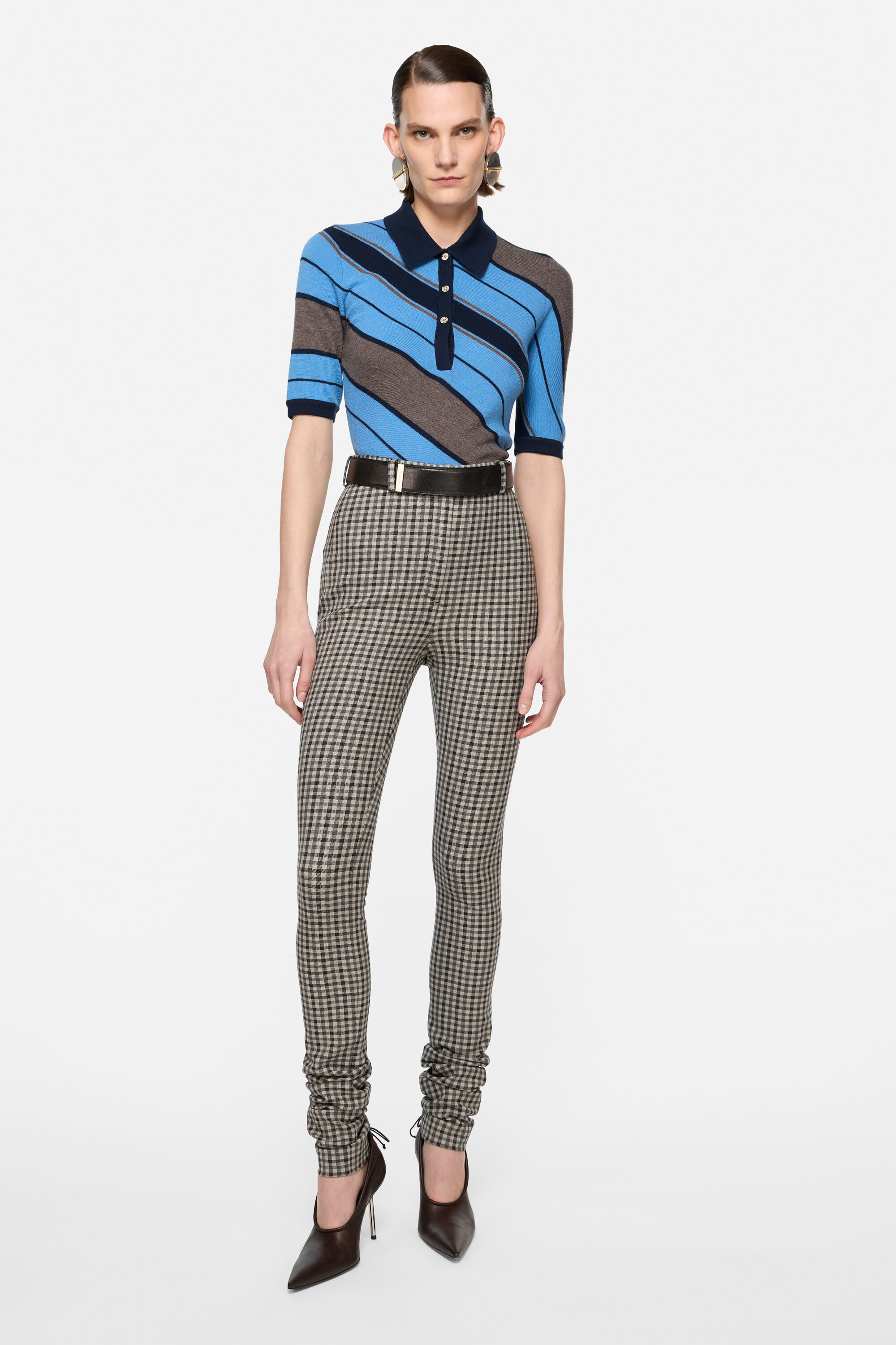 Wool polo knit - Multi blue - 2
