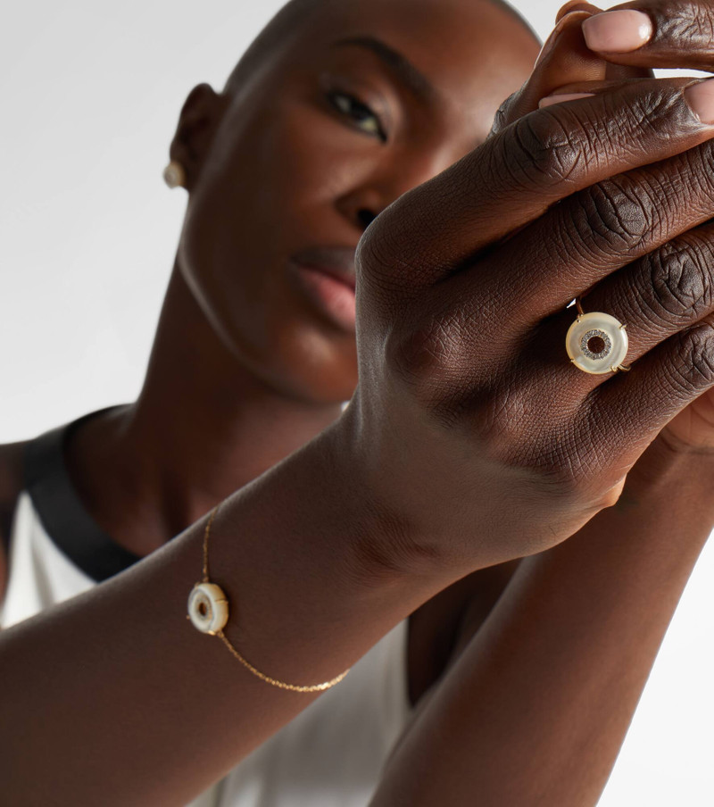 MATEO 14kt gold (585/1000) ring with diamonds and pearls outlook