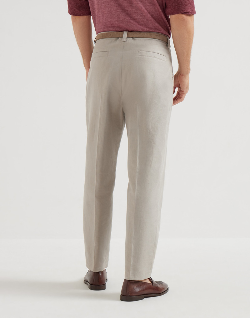 Brunello Cucinelli Cotton and linen panama trousers outlook