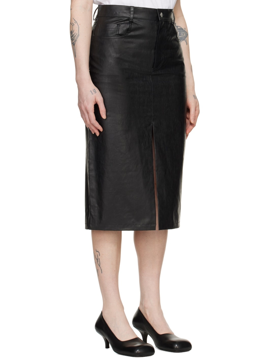Black 5-Pocket Midi Skirt - 2