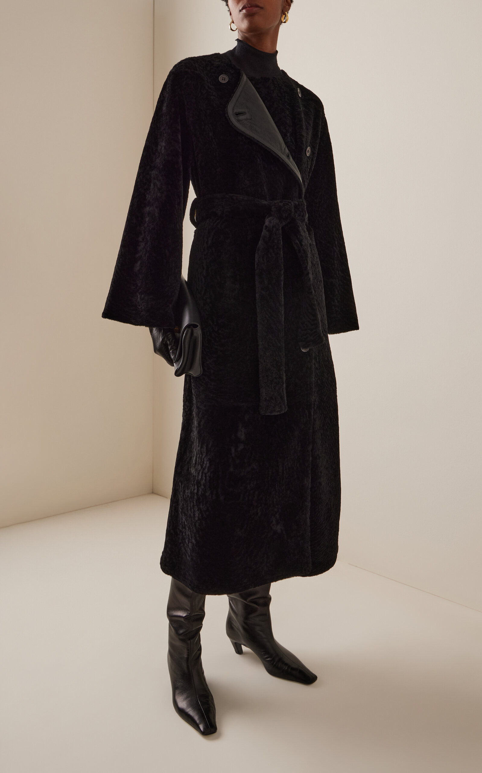 Sandria Reversible Shearling Coat black - 4