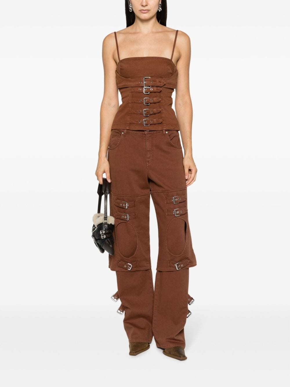 mid-rise buckle-embellished boyfriend jeans - 2