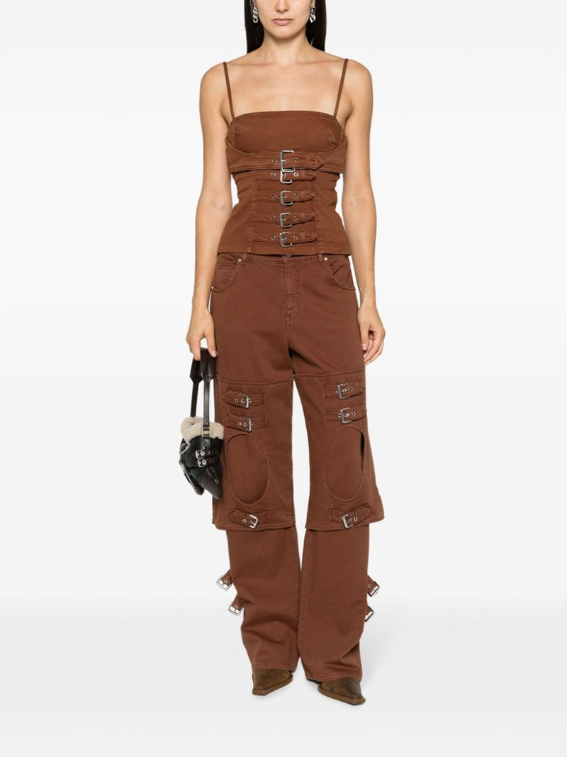 Blumarine mid-rise buckle-embellished boyfriend jeans outlook
