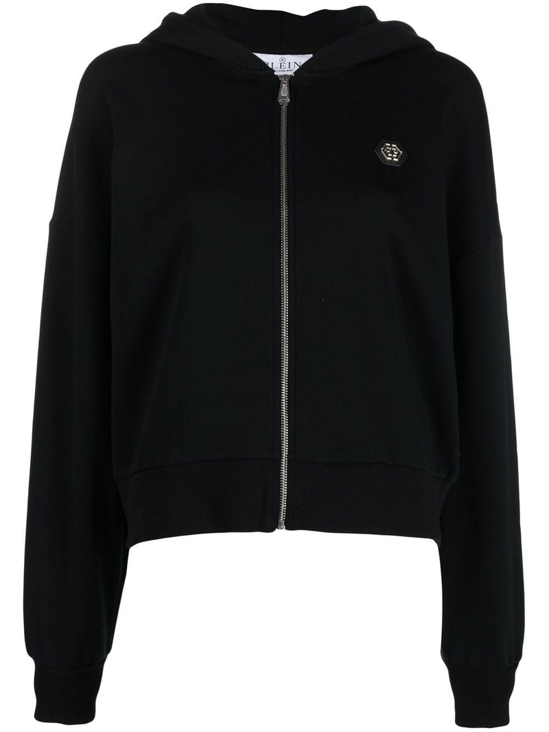 skull-embellished zip-up hoodie 1