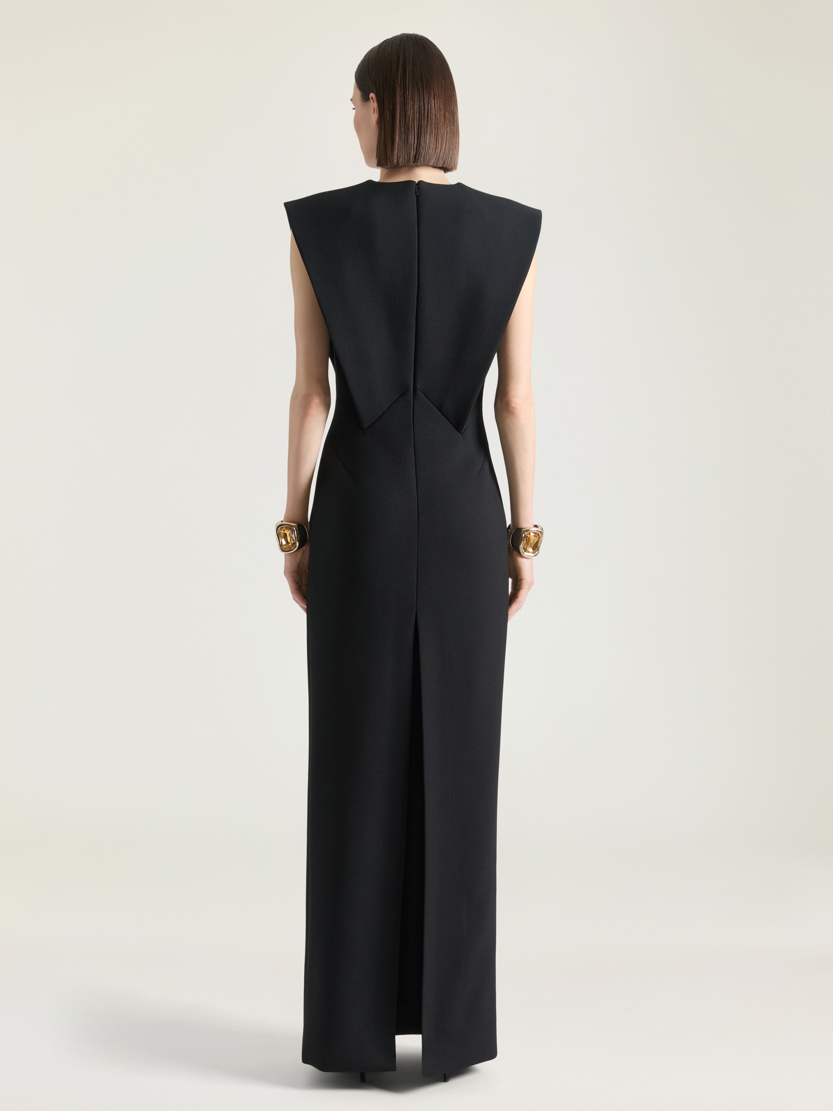 STRUCTURED EVENING DRESS IN WOOL - 3