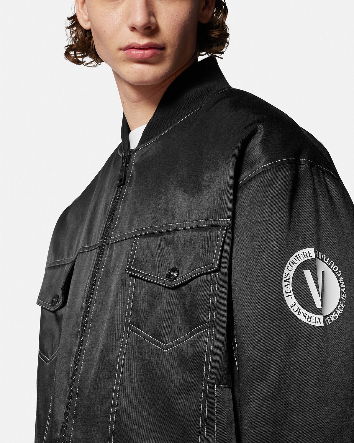 V-Emblem Bomber Jacket - 5