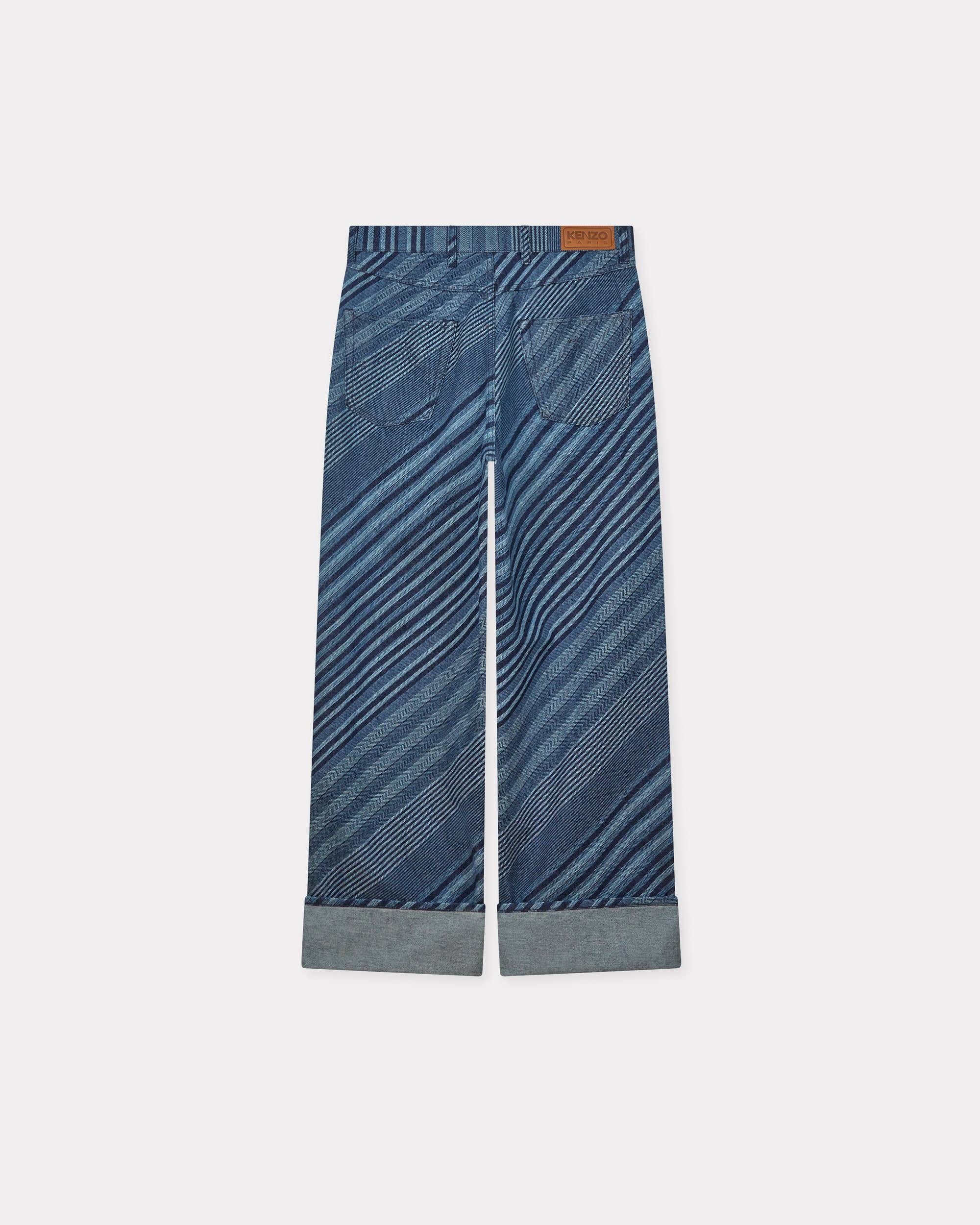 'Kenzo Diagonal Stripe' turn up wide fit jeans in Japanese denim - 4