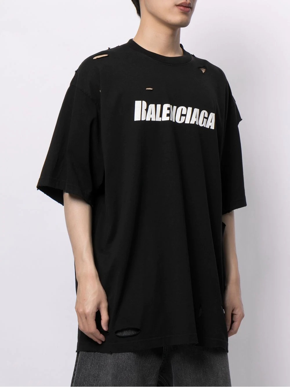 ripped oversize logo T-shirt - 4