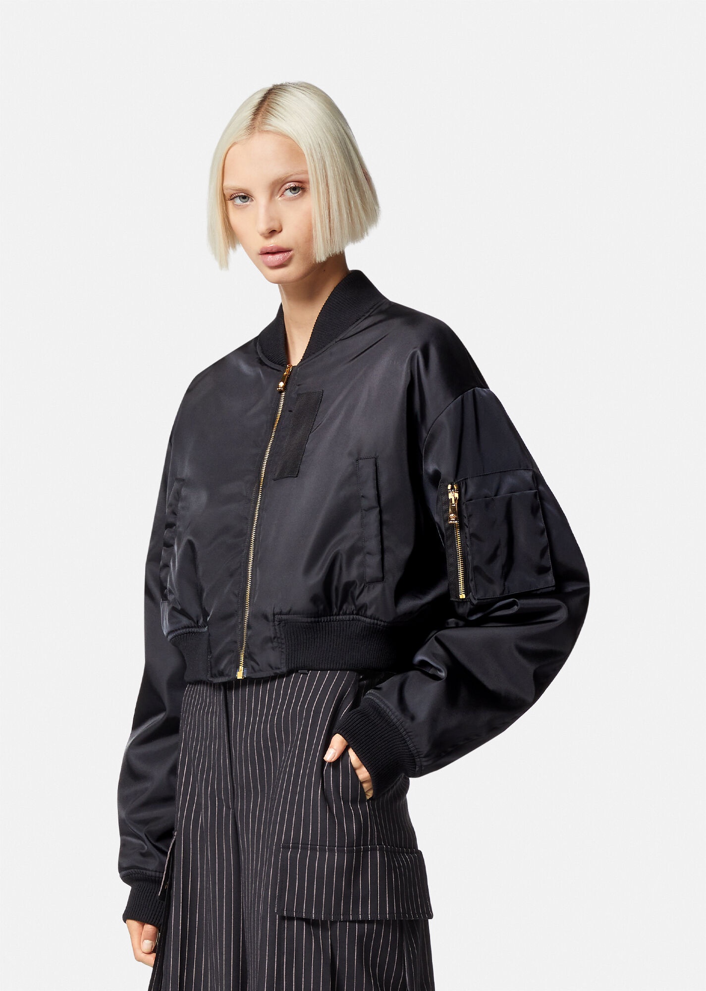 Versace Goddess Crop Bomber Jacket - 4