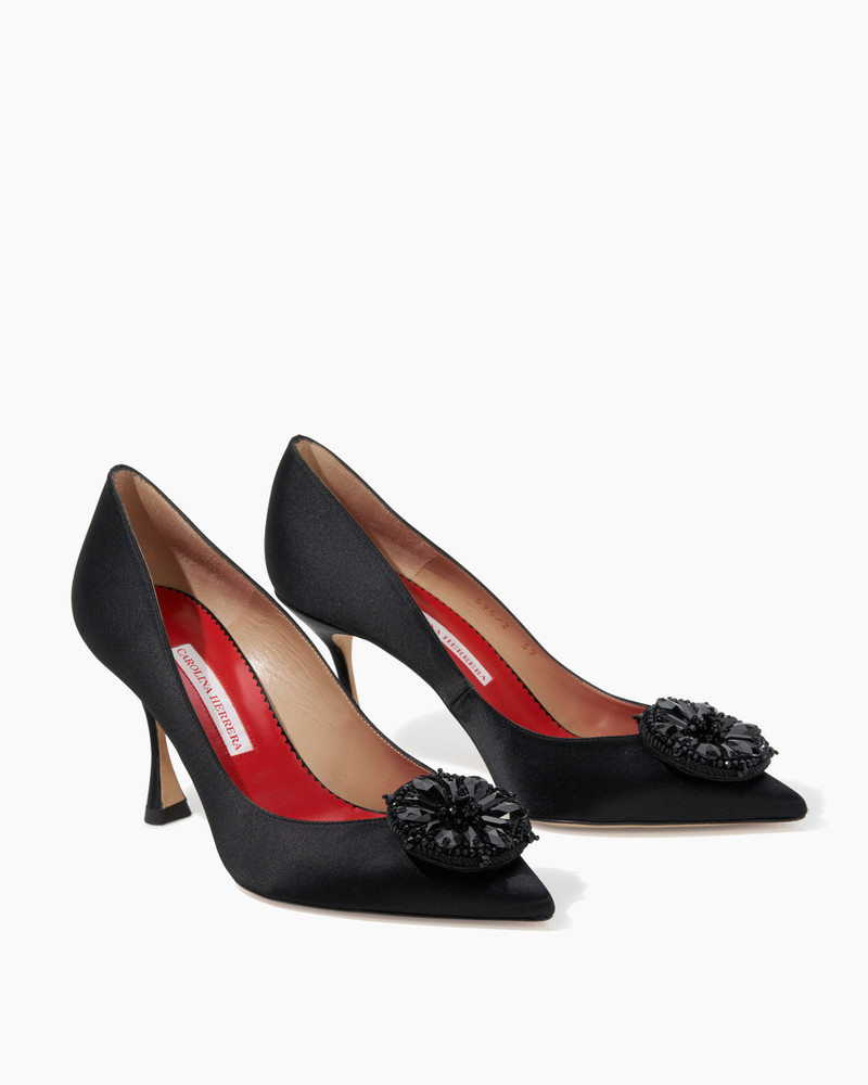 CAROLINA HERRERA Classic Satin Pump with Embellishment outlook