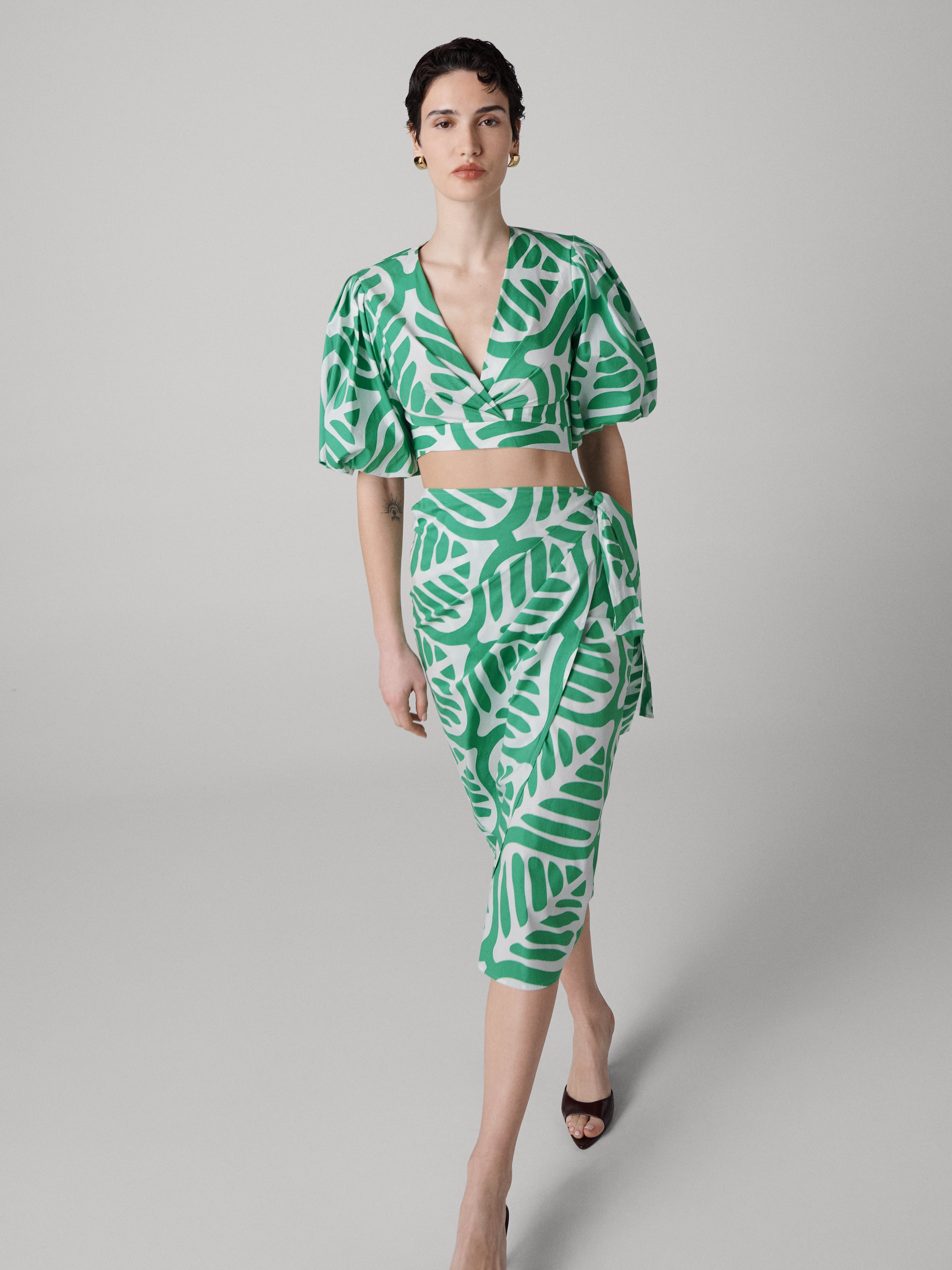 Luciana Cotton Poplin Wrap Top - 5
