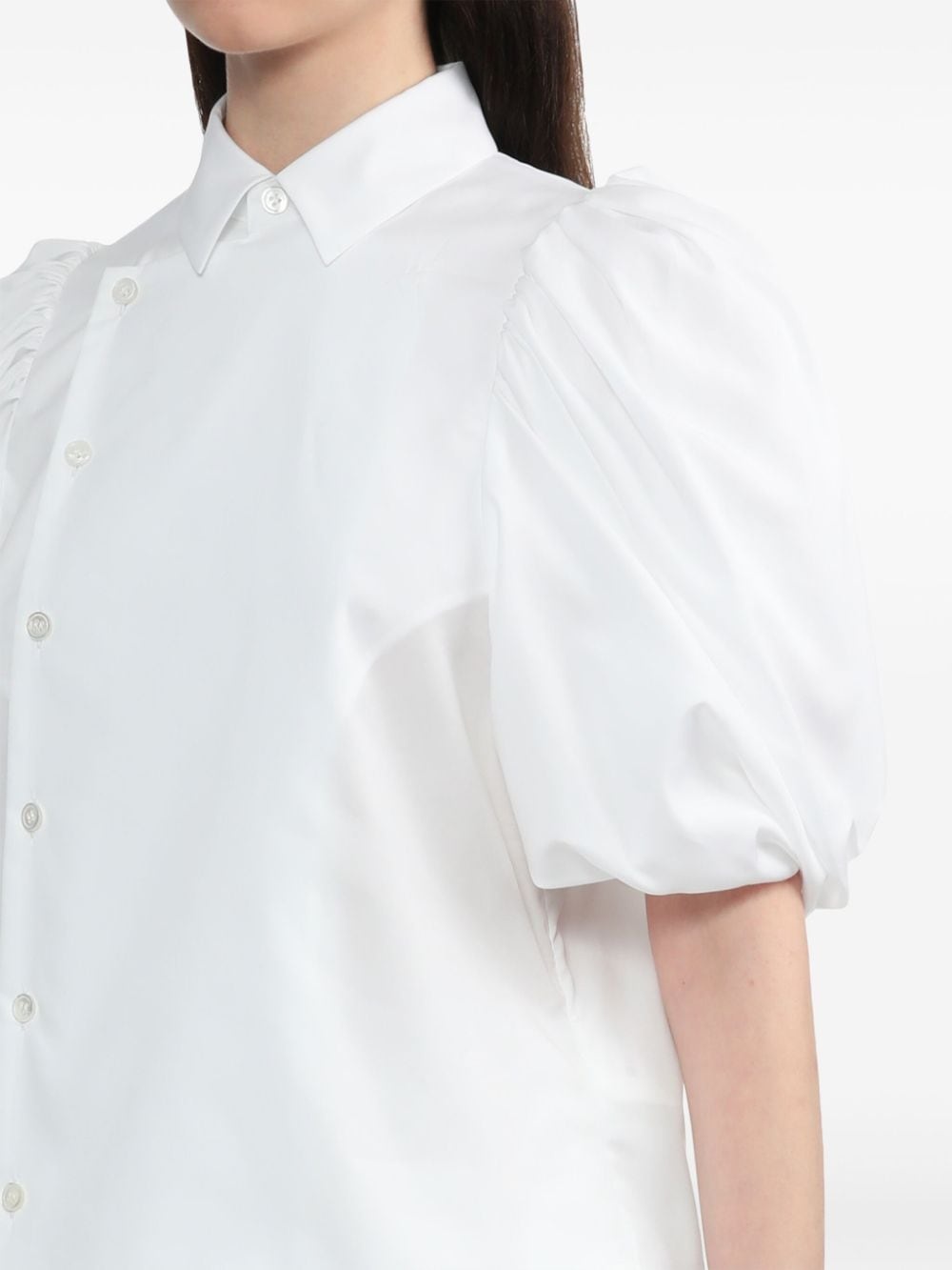 off-centre-fastening cotton shirt - 5
