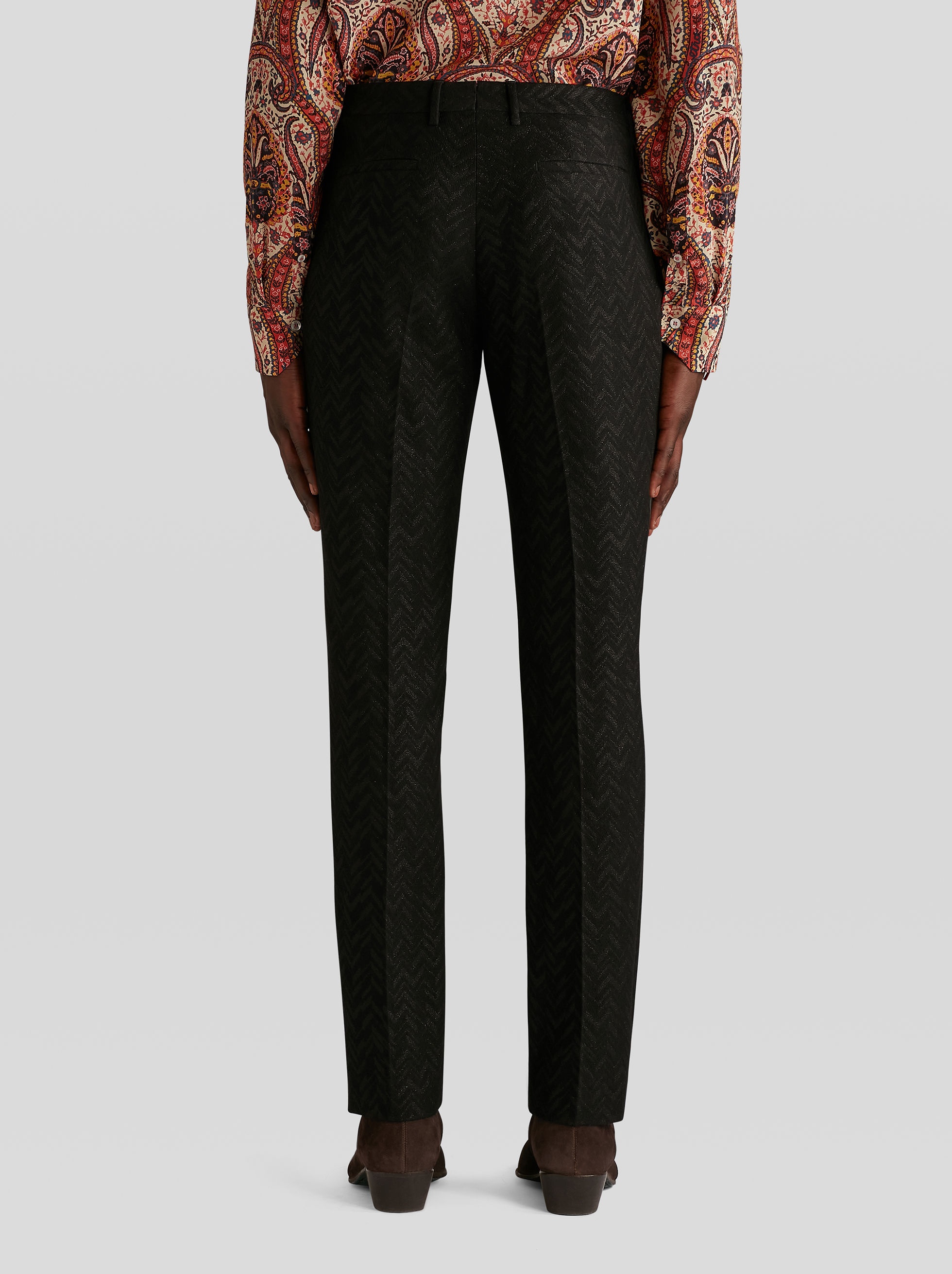 TWILL PATTERN TAILORED TROUSERS - 4