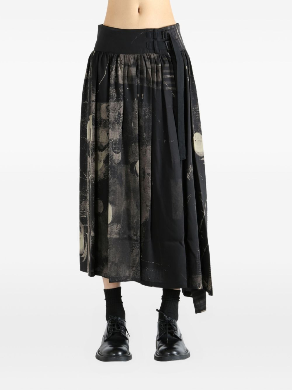 pleated print midi skirt - 2