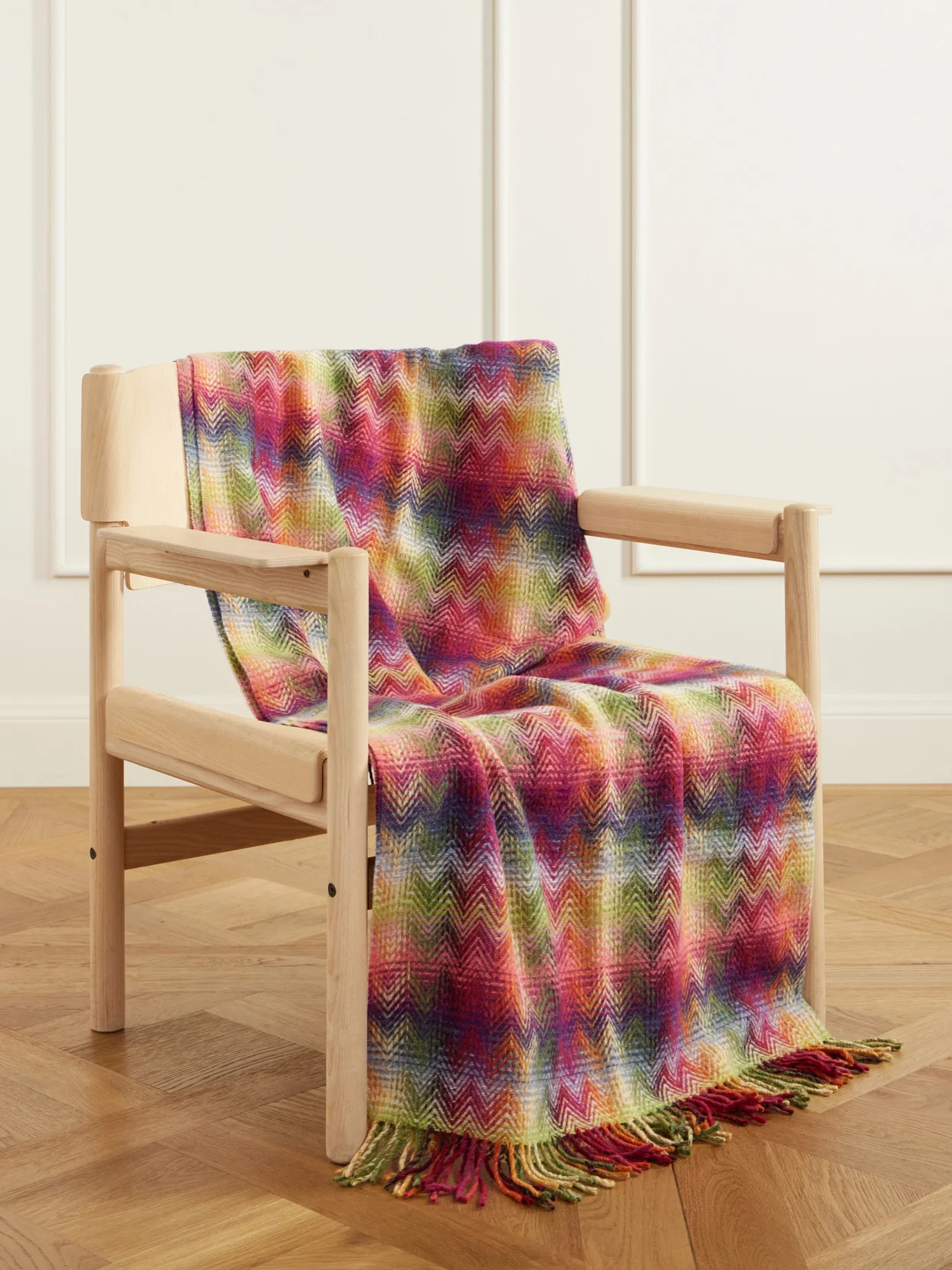Montgomery Fringed Striped Recycled Wool-blend Throw - 1