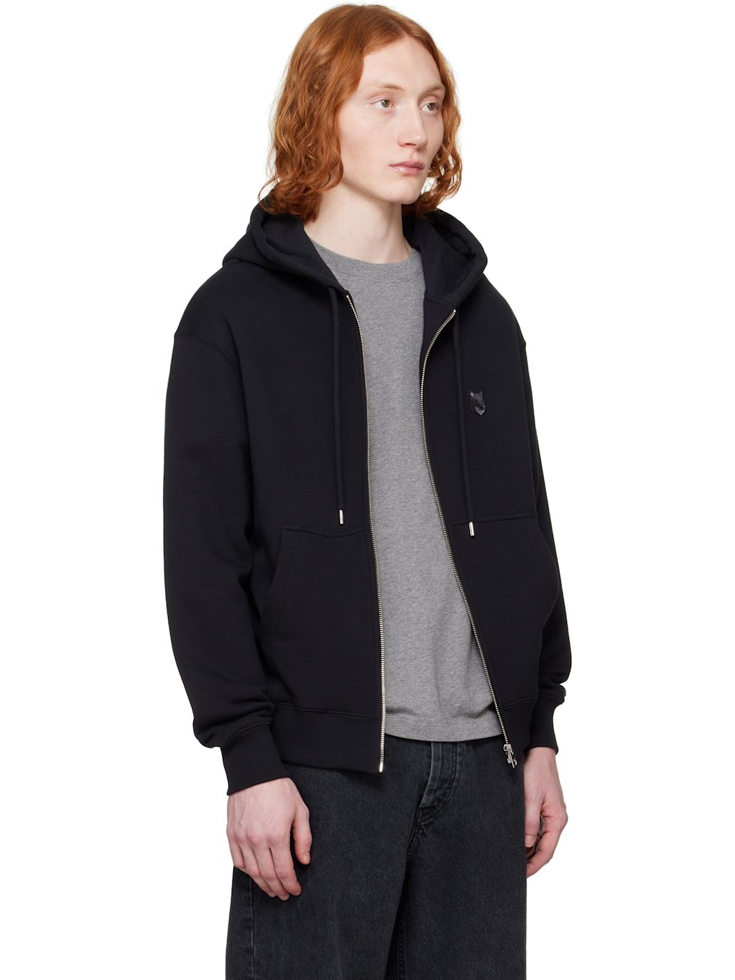 Black Bold Fox Head Comfort Zipped Hoodie - 2
