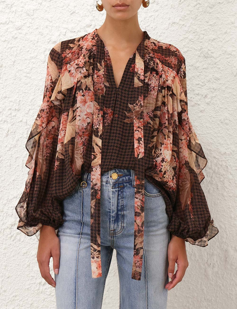 Zimmermann ILLUMINATE FLUTTER BLOUSE outlook