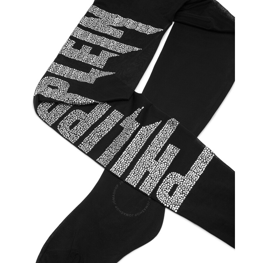 Philipp Plein Black Crystal Plein Nylon Tights - 4