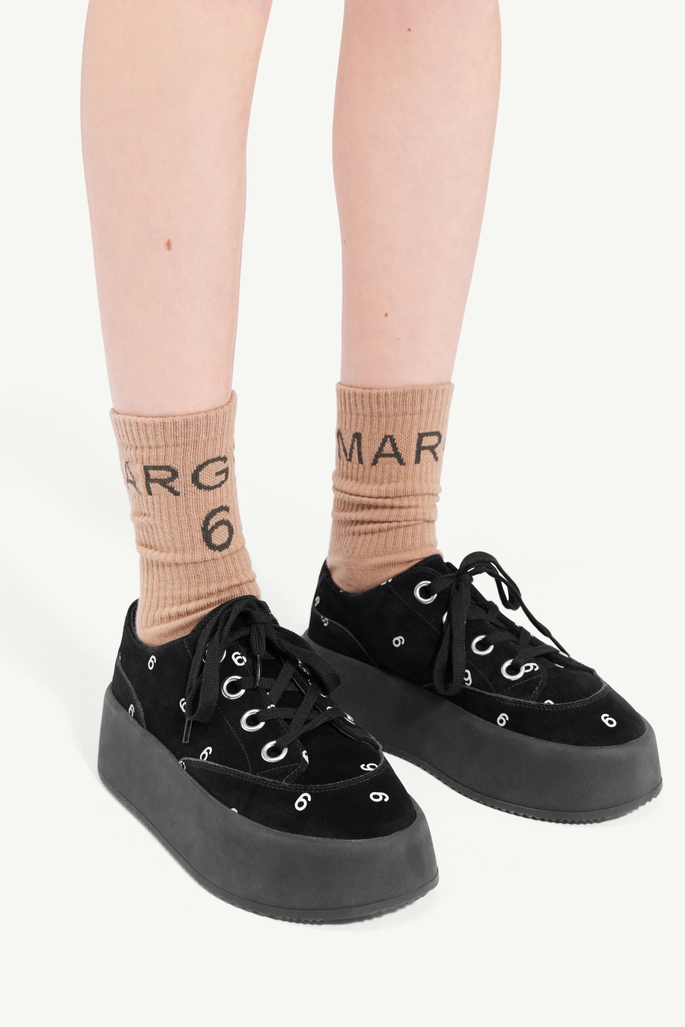 Margiela 6 logo knit socks - 4
