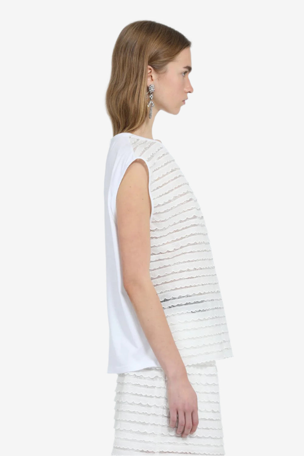 SEMI-SHEER TOP WITH LACE RUFFLES - 3