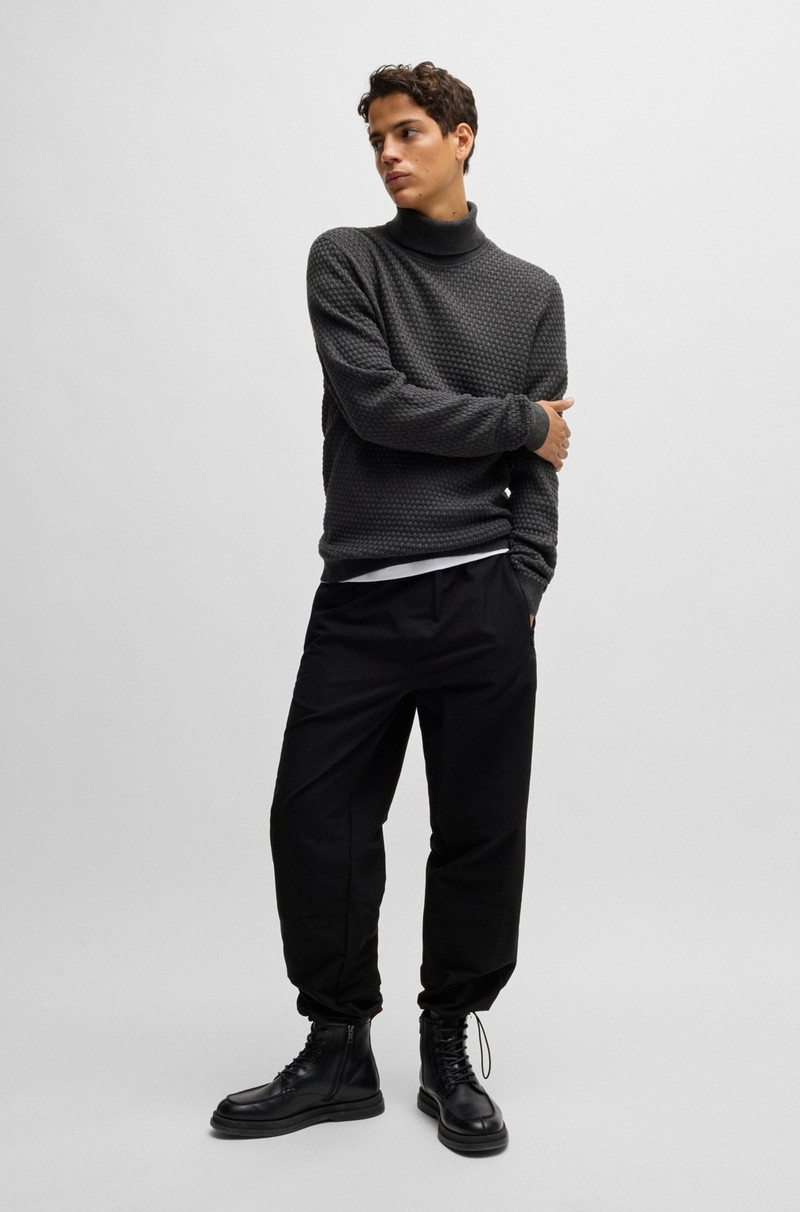 HUGO STRUCTURED-KNIT ROLLNECK SWEATER IN COTTON outlook