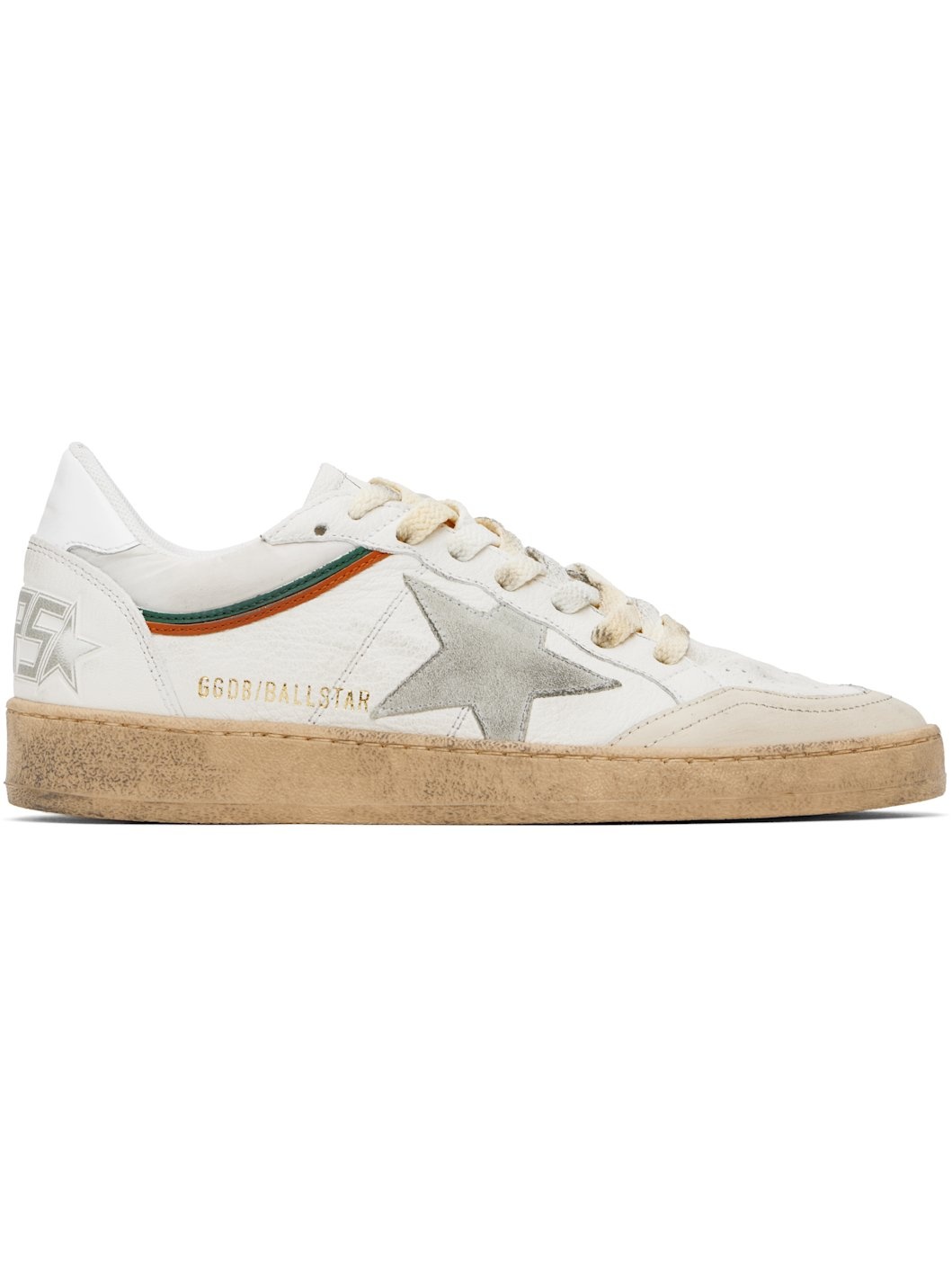 White & Beige Ball Star Sneakers - 1