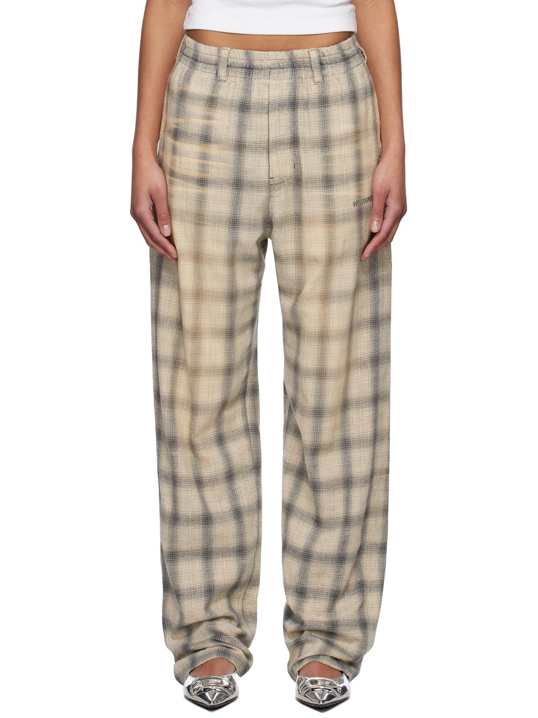 Gray Washed Checkered Trousers - 1