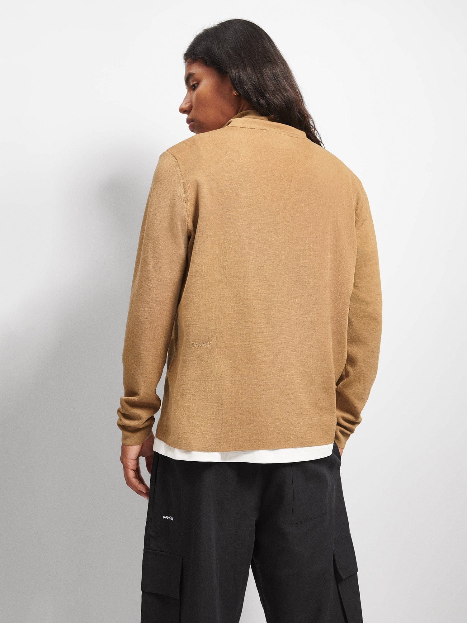 Mens Regenerative Merino Wool Half-Zip Sweater - Camel - 3