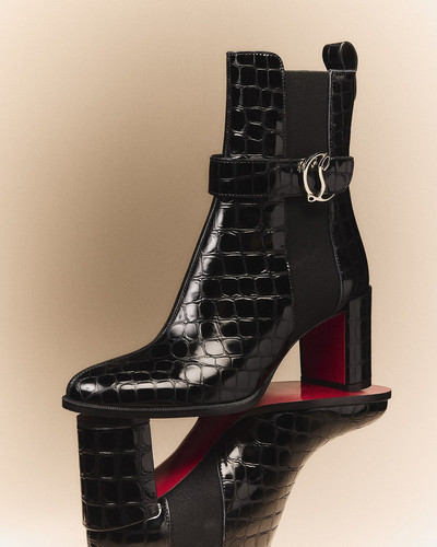 Christian Louboutin Croco Chelsea Red Sole Booties outlook
