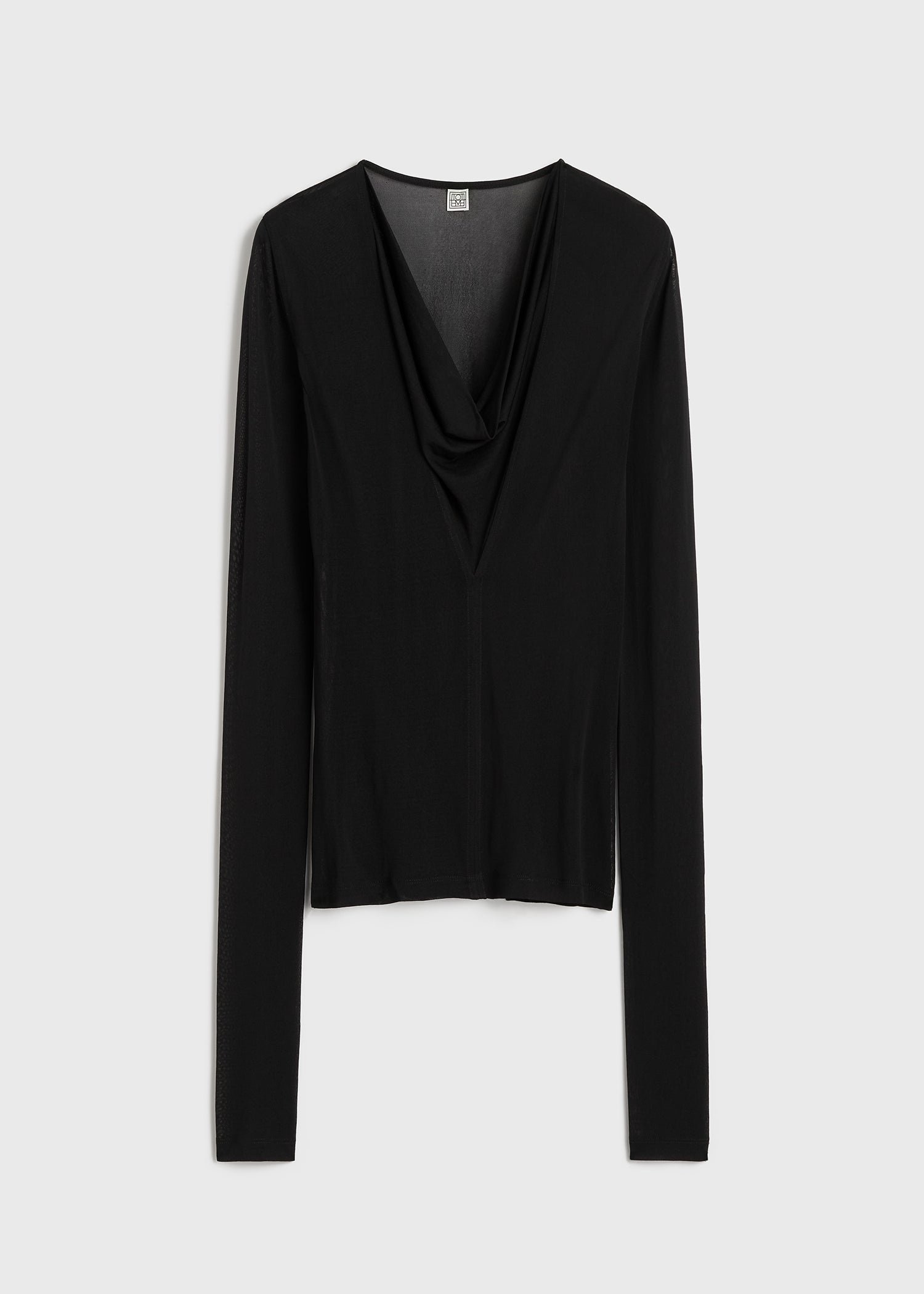 Draped v-neck top black - 1